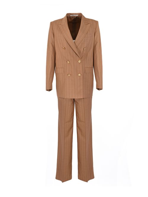 Tailleur T-Jasmine doppiopetto in misto lana e seta gessata Tagliatore | T-JASMINE10BAD 520101 26E193650